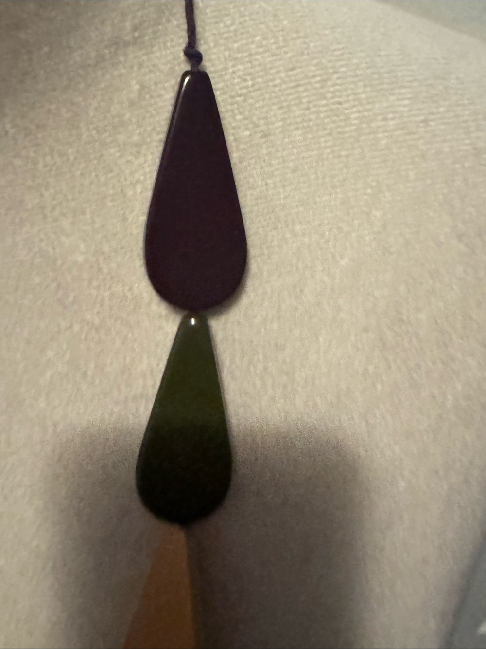 Long Teardrop Multicolor Women’s Necklace - Olive, Burgundy, Black, Tan - Picture 5 of 13